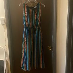 Eva Franco Anthropologie Size 6 Sleeveless Rainbow Dress w/black lining